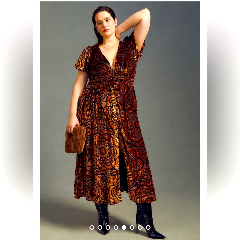 Anthropologie By Anthropologie Burnout Velvet Dress size 14